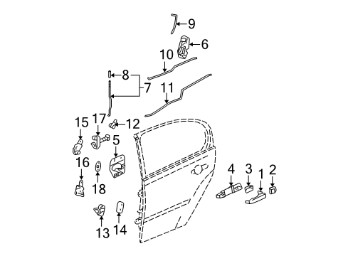 2005 Chevrolet Malibu Rear Door - Lock & Hardware Plate-Front & Rear Side Door Check Link Diagram for 22719265