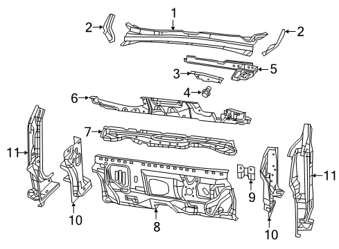 2020 Fiat 500X Cowl Bracket-Air Bag Diagram for 68264556AB