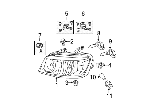 2007 Toyota Highlander Headlamps Composite Assembly Diagram for 81170-48550