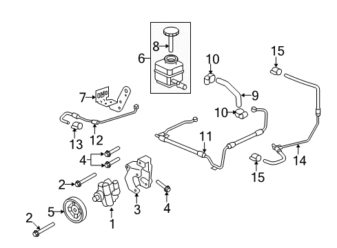 2009 Pontiac G8 P/S Pump & Hoses, Steering Gear & Linkage Hose, P/S Fluid Reservoir Outlet Diagram for 92262079