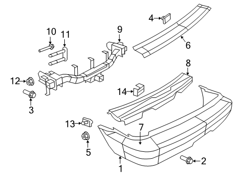 2008 Chrysler Aspen Rear Bumper U-Nut Diagram for 6508601AA