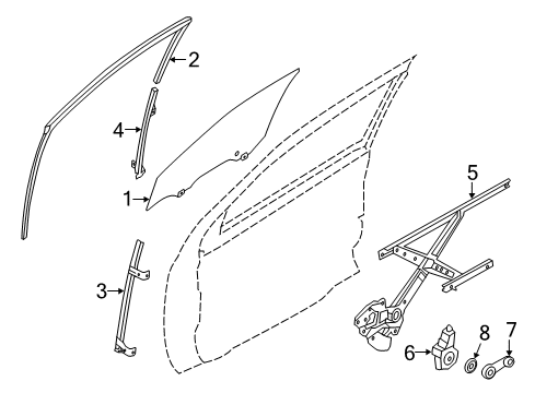 2016 Nissan Versa Note Front Door Glass Run Rubber-Front Door LH Diagram for 80331-9ME0A