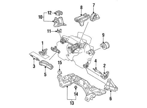 1994 Honda Civic Engine & Trans Mounting Bracket, R. FR. Stopper Diagram for 50843-SR3-981