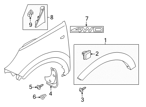 2014 Kia Sportage Exterior Trim - Fender GARNISH Assembly-Delta L Diagram for 861803W000