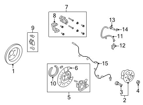 2008 Lincoln MKX Rear Brakes Rear Speed Sensor Diagram for 8T4Z-2C190-A