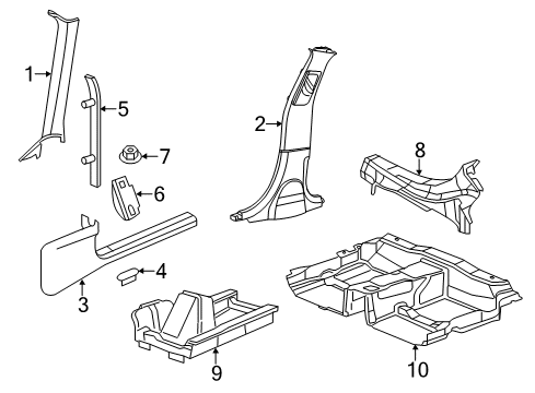 2011 Dodge Charger Interior Trim - Pillars, Rocker & Floor B Pillar Upper Trim Diagram for 1KL28DX9AI