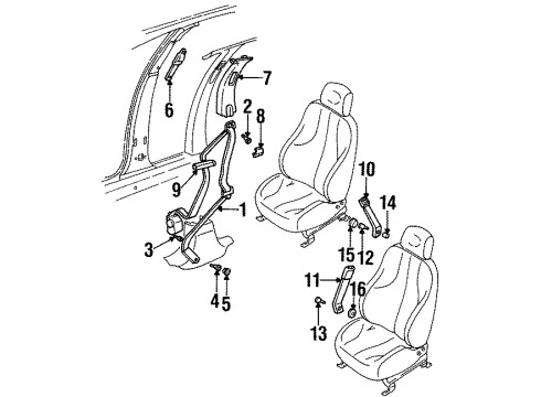 1996 Buick Skylark Front Seat Belts Shoulder Belt Bolt Diagram for 10225190