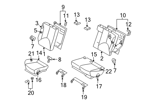 2007 Hyundai Accent Rear Seat Frame & Pad Assembly-Rear Seat Cushion Diagram for 89150-1E060