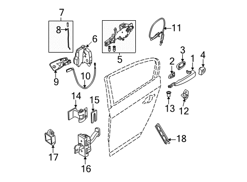 2011 BMW M3 Rear Door - Lock & Hardware Bowden Cable Diagram for 51227060299