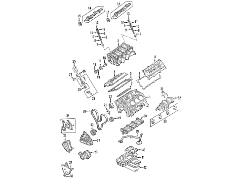1999 Acura SLX Engine Parts, Mounts, Cylinder Head & Valves, Camshaft & Timing, Oil Pan, Oil Pump, Crankshaft & Bearings, Pistons, Rings & Bearings Foot, Passenger Side Engine Diagram for 8-97146-073-0