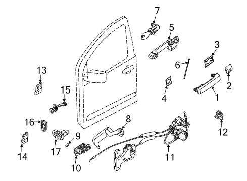 2009 Nissan Armada Front Door Rear Door Inside Handle Assembly Right Diagram for 80670-ZW00A