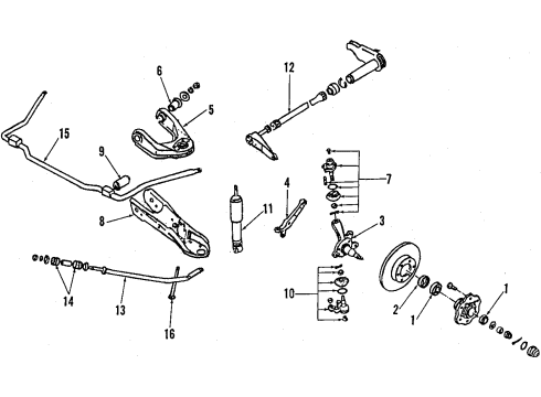 1995 Nissan Pathfinder Front Suspension Components, Lower Control Arm, Upper Control Arm, Stabilizer Bar, Torsion Bar, Locking Hub Seal Grease Front Hub Diagram for 40232-01G00