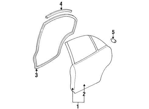 2001 Ford Escort Rear Door Weatherstrip Diagram for F7CZ-5425325-AD