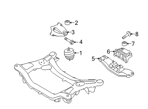 2014 Hyundai Genesis Coupe Engine & Trans Mounting Transmission Mounting Bracket, Rear Diagram for 21850-2M206