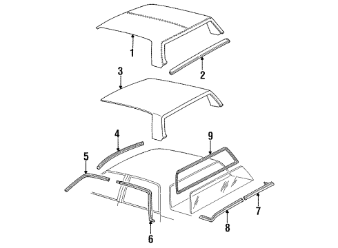 1990 Cadillac Fleetwood Exterior Trim - Roof Roof Cover Diagram for 20743335