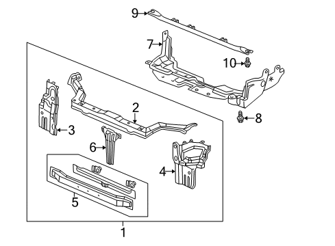 2001 Honda CR-V Radiator Support Frame, Bulkhead (Upper) Diagram for 60431-S10-A01ZZ