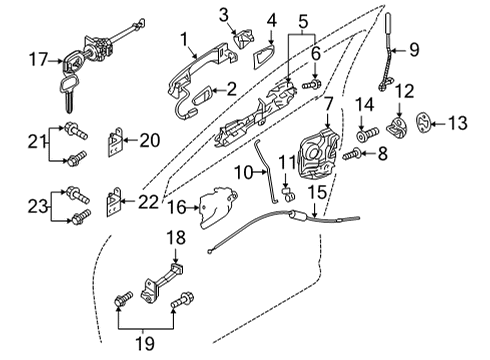 2022 Mitsubishi Outlander Lock & Hardware Clip-Headlamp Washer Hose Diagram for MU481-009