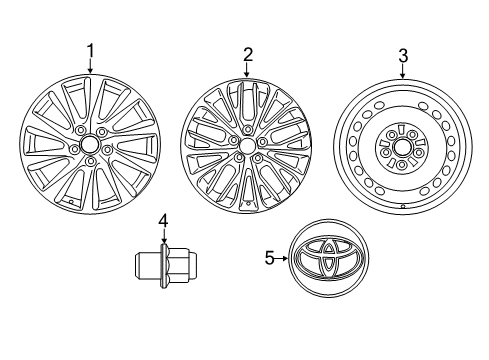 2018 Toyota Camry Wheels, Covers & Trim Wheel, Alloy Diagram for 42611-33D10