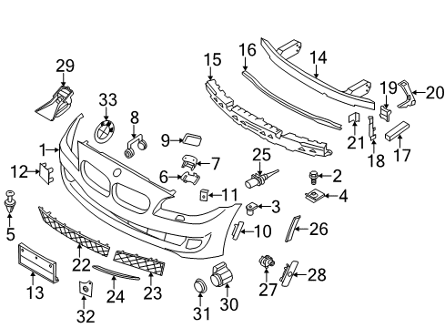 2014 BMW 528i xDrive Lane Departure Warning Side-Marker Rear Reflector, Left Diagram for 63147342093