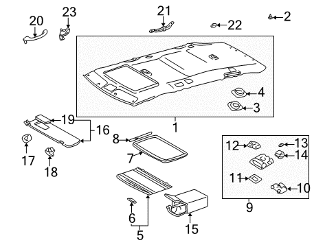 1998 Toyota Sienna Sunroof Assist Strap End Cover Diagram for 74612-AA010-B1