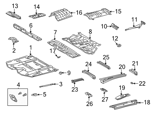 2003 Toyota Highlander Pillars, Rocker & Floor - Floor & Rails Pan, Center Floor, Front Diagram for 58212-48905