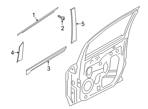 2019 Ford EcoSport Exterior Trim - Front Door Side Molding Diagram for JN1Z-9920879-A