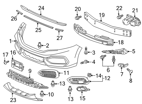 2015 Honda Civic Front Bumper Cover, R. FR. Foglight Diagram for 71116-TS8-A60