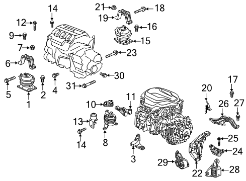2019 Honda Odyssey Engine & Trans Mounting Bracket, Engine Mounting Base (Upper) Diagram for 50685-THR-A01