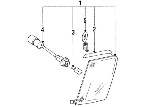 1991 Mitsubishi Precis Bulbs Reflex Reflector & S/Marker Holder Assembly Diagram for 92390-24050