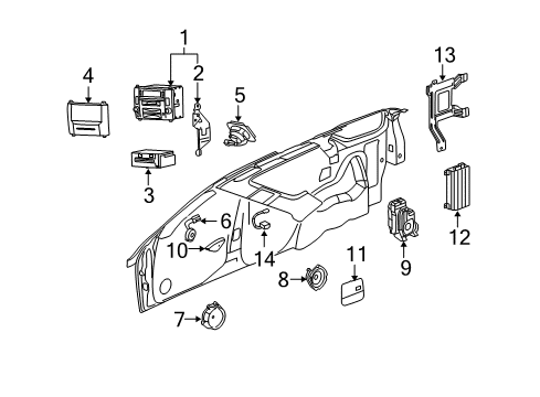 2006 Cadillac SRX Sound System Speaker Asm-Radio Windshield Side Garnish Molding Diagram for 15215743