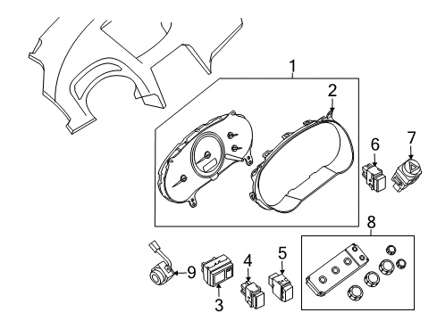 2007 Nissan Quest Parking Aid Control Assembly Diagram for 27500-ZS72A