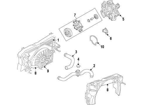 2001 Dodge Durango Cooling System, Radiator, Water Pump, Cooling Fan Fan-Radiator Cooling Diagram for 52028939AE