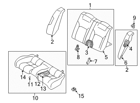 2003 Dodge Stratus Rear Seat Components Rear Seat Cushion Pad Diagram for MR457679