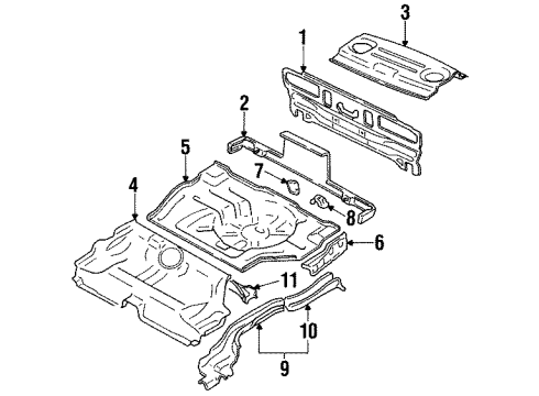 1990 Nissan Stanza Rear Body Floor-Rear Front Diagram for 74512-96E30