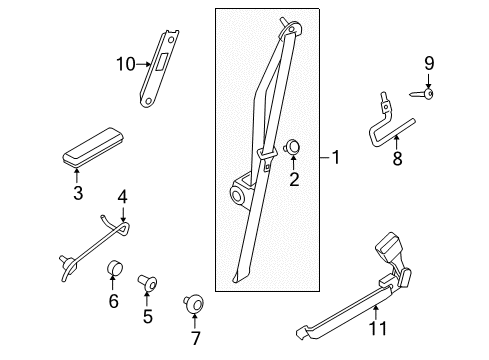 2008 Saturn Astra Seat Belt Outer Belt Assembly Diagram for 89027343