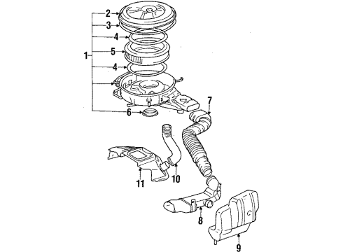 1984 Toyota Corolla Filters Filter Element Diagram for 17801-64010