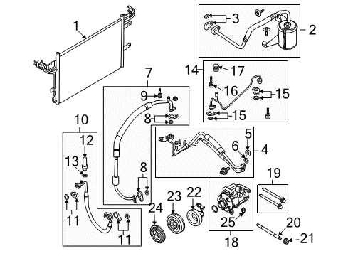 2009 Lincoln MKS Air Conditioner Suction Line Diagram for 9G1Z-19867-A