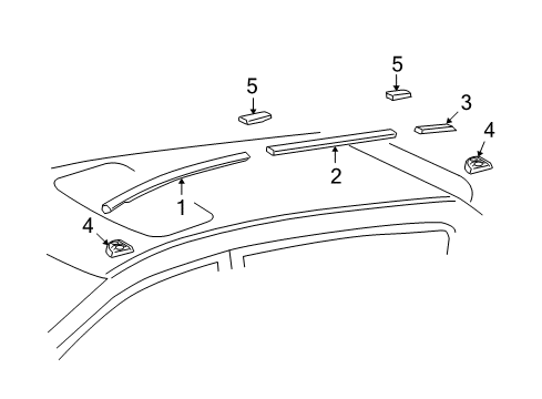 2009 Toyota Matrix Exterior Trim - Roof Drip Molding Diagram for 75558-02010