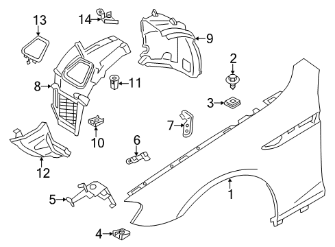 2016 BMW 640i xDrive Fender & Components Cover, Bottom Left Diagram for 51757224465