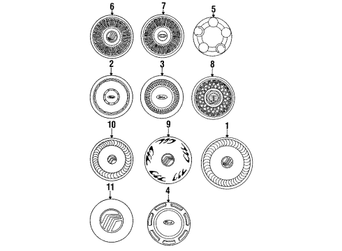 1986 Mercury Sable Wheel Covers & Trim Wheel Cover Diagram for E64Y1130F