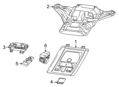 2015 Ram 2500 Sunroof Housing-Overhead Console Diagram for 1PQ03BD1AA