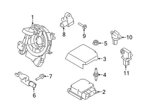 2019 Ford F-150 Air Bag Components Passenger Inflator Module Diagram for JL3Z-58044A74-A