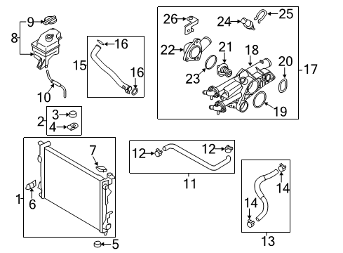 2012 Hyundai Sonata Radiator & Components Case-Thermostat Diagram for 25620-2G540