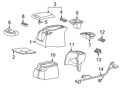 2004 Ford Excursion Floor Console Floor Console Diagram for 2C3Z-25045A36-AAA