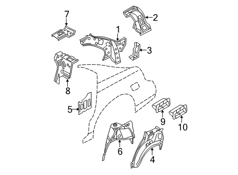 2004 Nissan Maxima Inner Structure - Quarter Panel Guard Assy-Drafter Diagram for 78852-7Y000