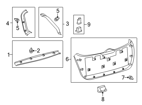 2011 Toyota Venza Lift Gate Upper Molding Diagram for 64783-0T011-A0