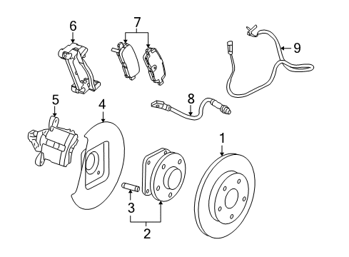 2010 Buick LaCrosse Rear Brakes Rear Speed Sensor Diagram for 13323030