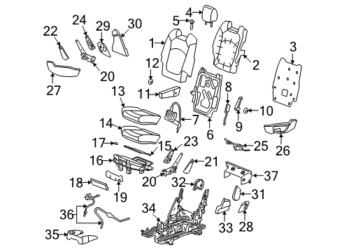 2009 Saturn Outlook Second Row Seats Upper Cover Diagram for 15900412