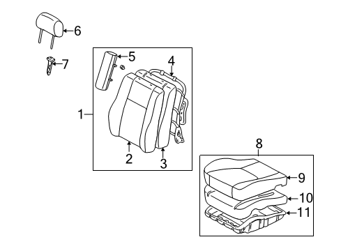 2000 Toyota Corolla Front Seat Components Cushion Assembly Diagram for 71420-02100-B0