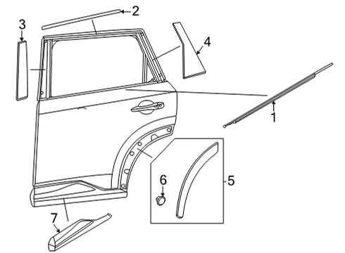 2021 Nissan Rogue Exterior Trim - Rear Door Moulding-Rear Door Outside, RH Diagram for 82820-6RA0A